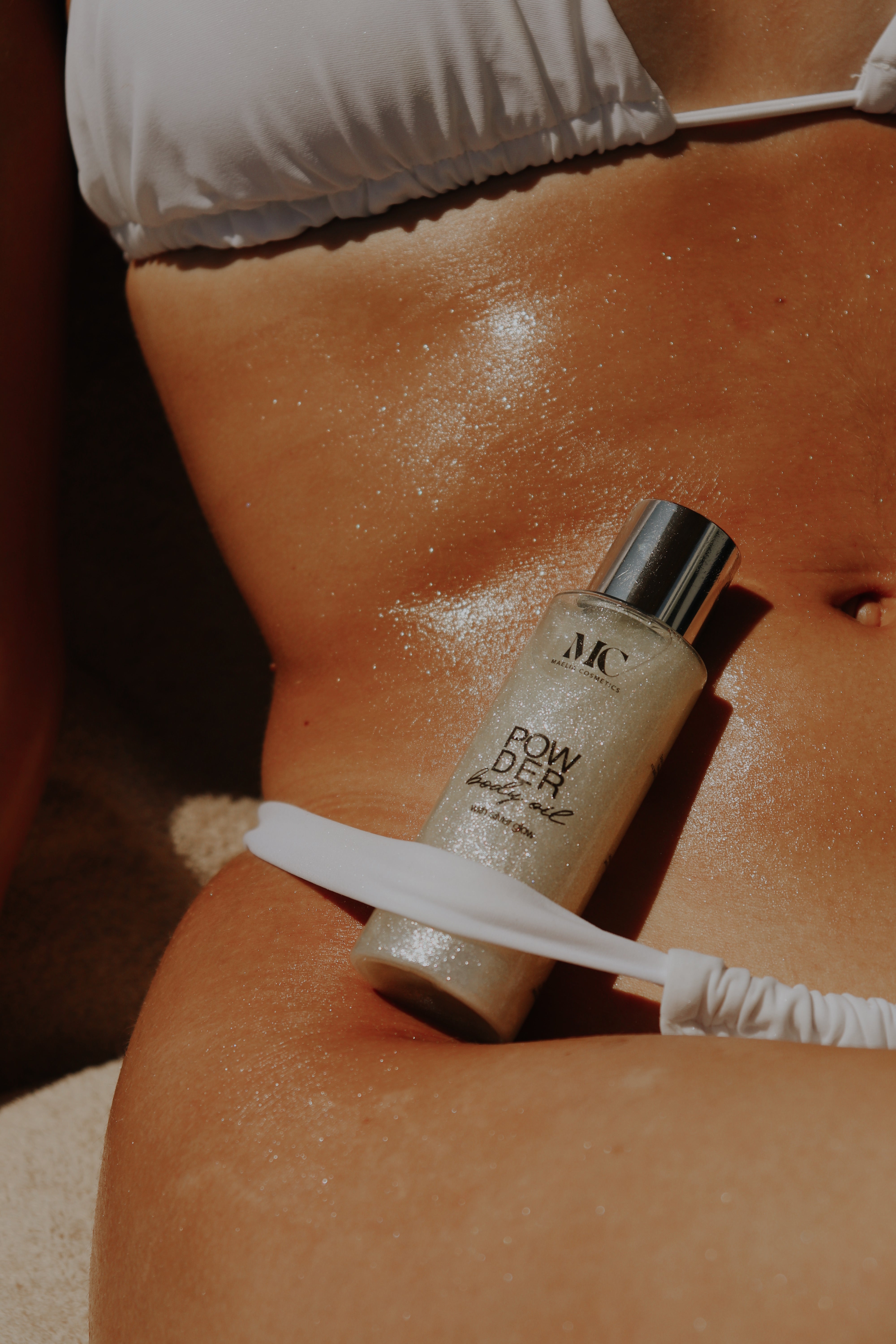 Powder Body oil with silver glow 100ml